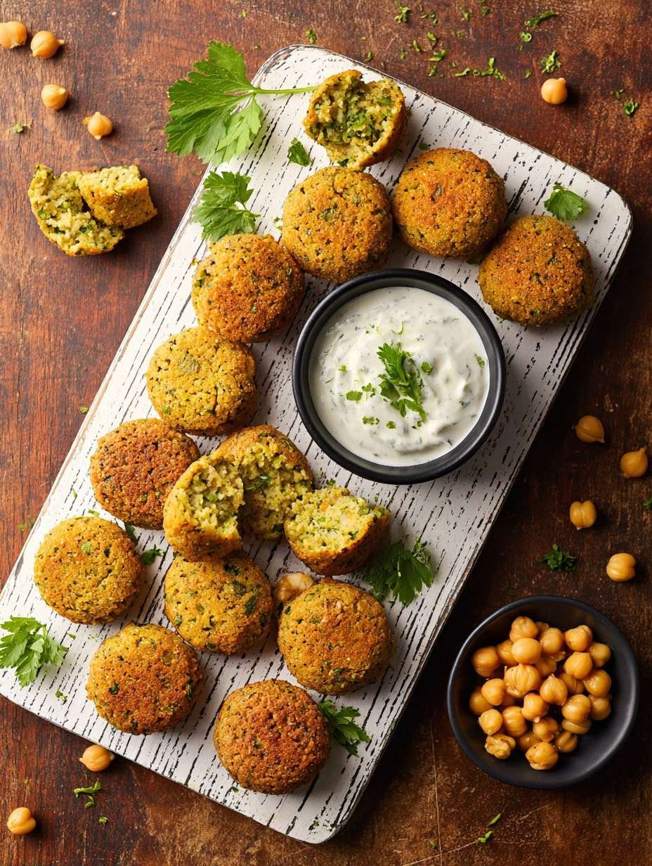 Perfekt knusprige Ofen Falafel mit frischem Kräuterquark. image 2