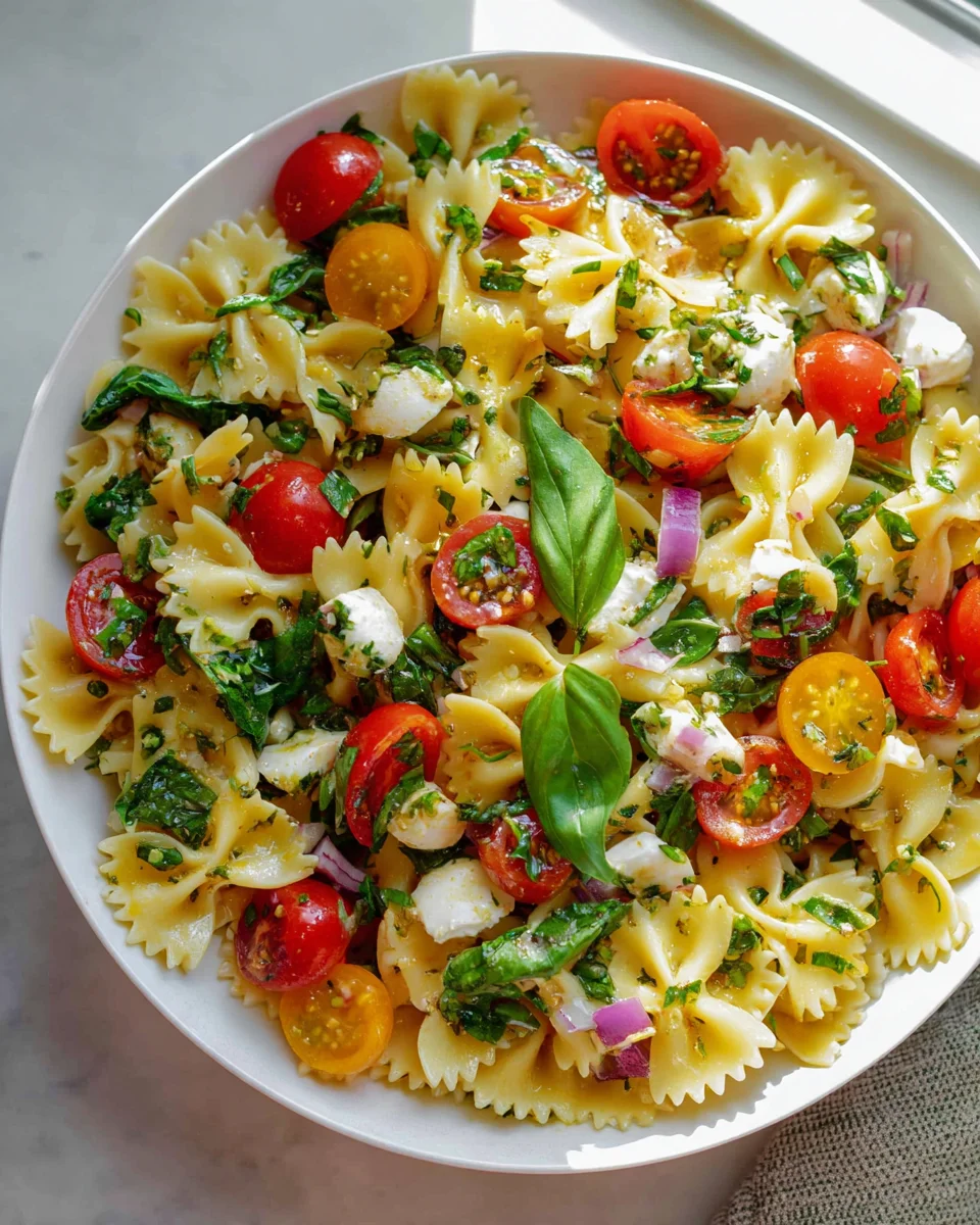 Schneller & gesunder Caprese Nudelsalat für warme Tage. image 2