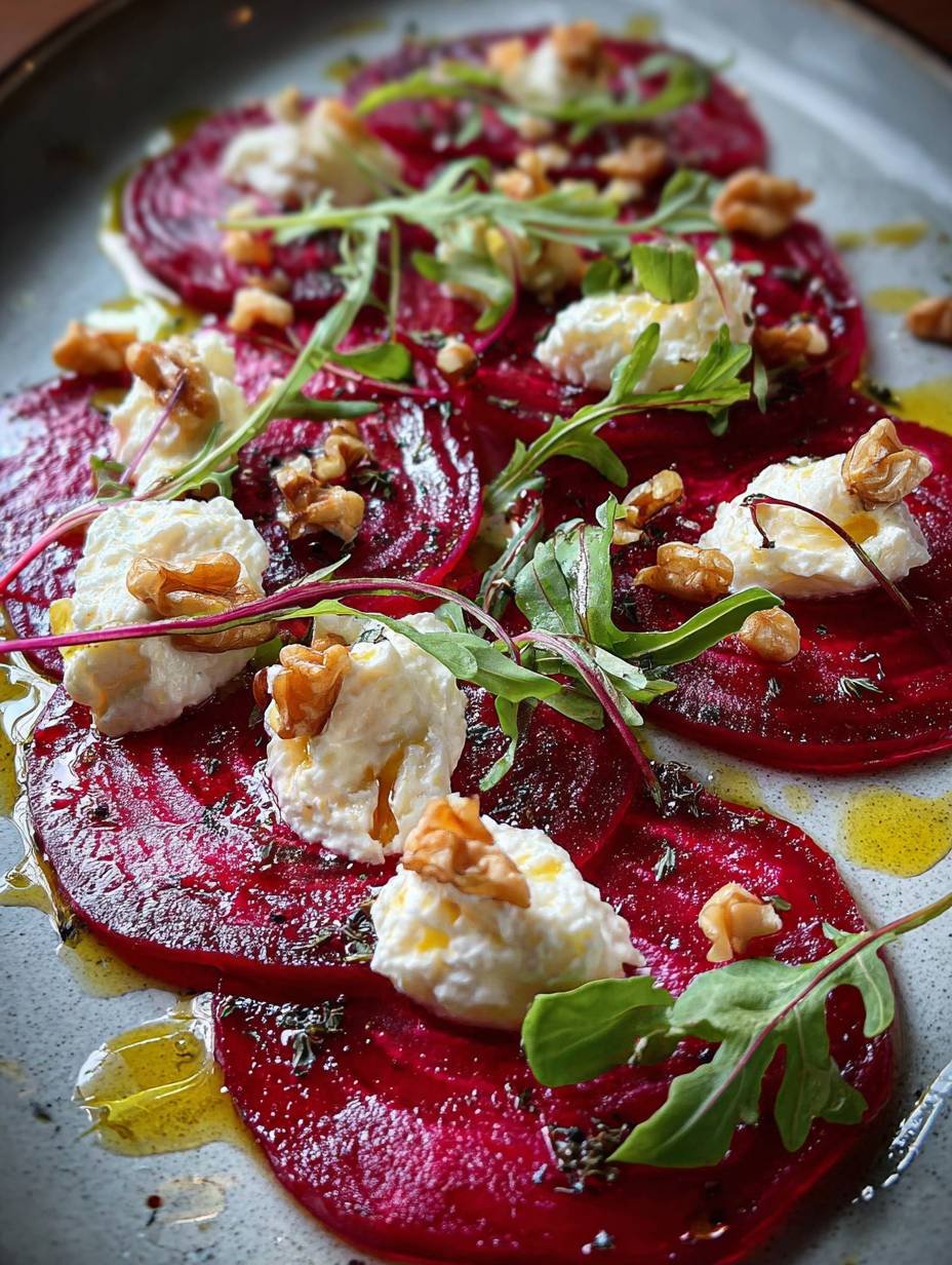 Rote Bete-Carpaccio mit Ziegenkäse und Walnüssen genießen image 2