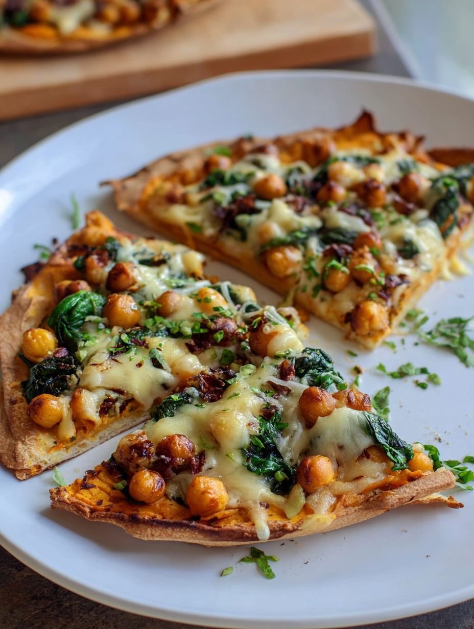 SÜSSKARTOFFEL-PIZZA MIT KICHERERBSEN UND SPINAT image 2
