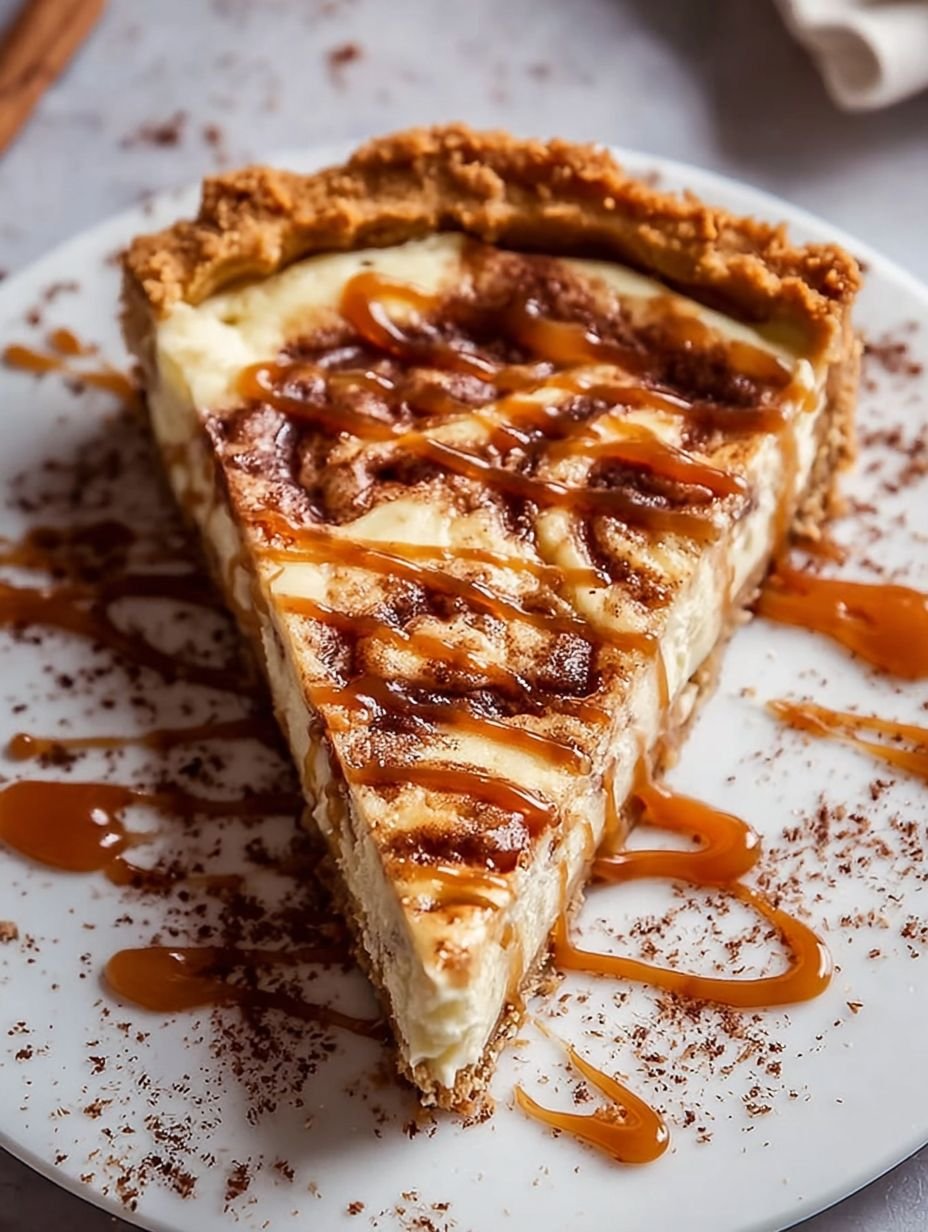 Zimtschnecken Käsekuchen mit Karamellsoße und Keksboden image 2
